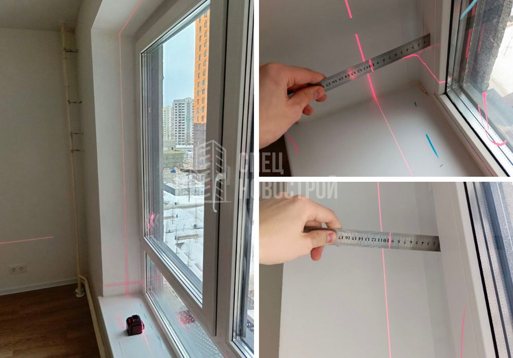 отклонение рамы оконного блока от вертикали на 5 мм