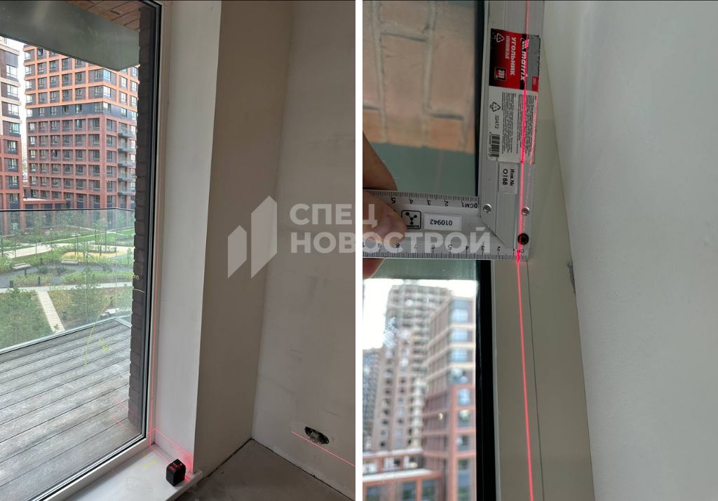 отклонение рамы балконного блока от вертикали на 5 мм