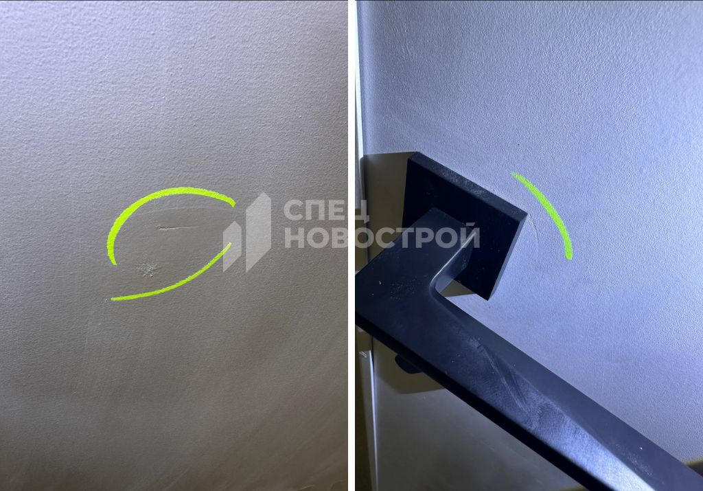 повреждения на внутренней панели полотна входной двери